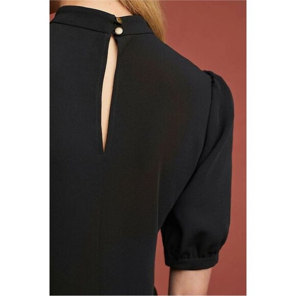 Maeve by Anthropologie Black Mock Neck Puff Sleeve Top Blouse Anthro Size 6 - Picture 4 of 10